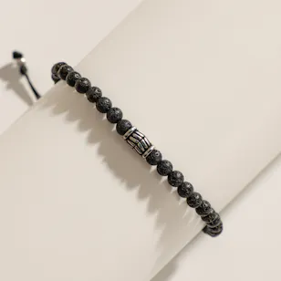 Fossil Everett Beaded Black Semi-Precious Men’s Bracelet