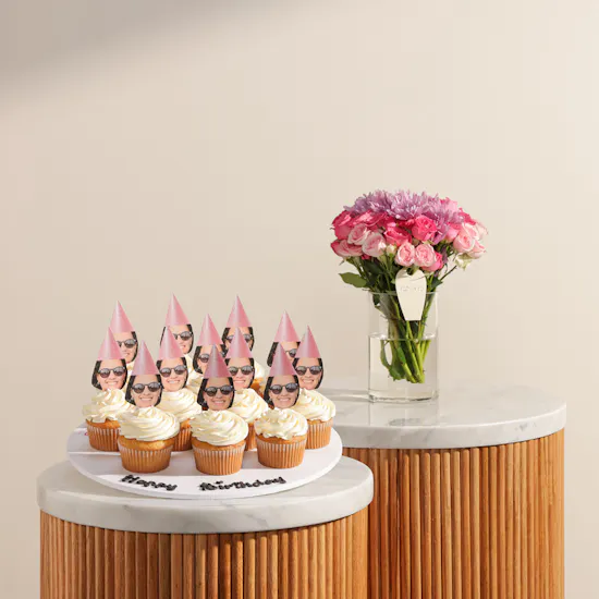 NQ's Bakery Personalized with Photo Cupcakes | Dreamy Flowers