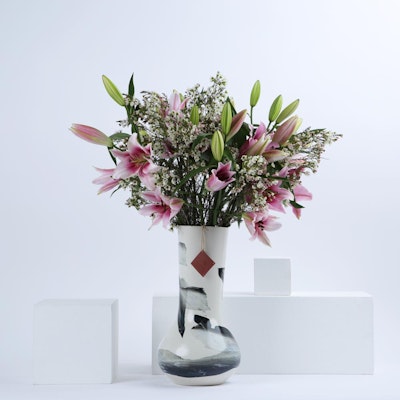 Lilies | White & Black Vase