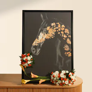Golden Grace with Horse Digital Painting