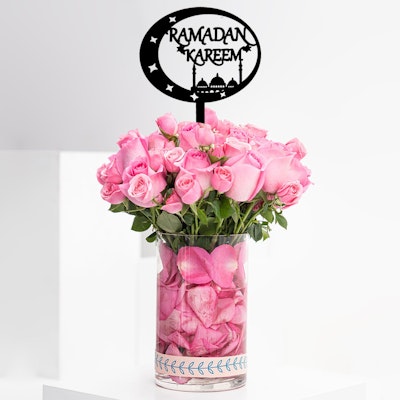 15 Pink Baby Rose | Cylinder Vase 