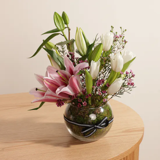 Lilies & Tulip | Glass Vase