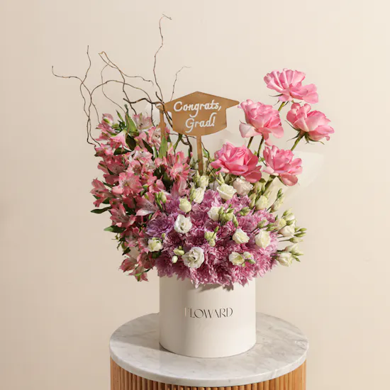Pink Graduation Joy Flower Box