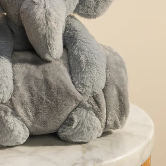 Floward Plush Grey Elephant Toy with Blanket Set