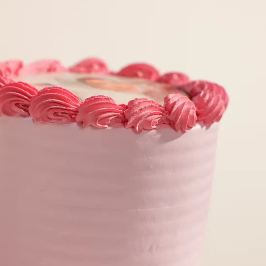 December Cake Personalized Photo Small Pink Cake