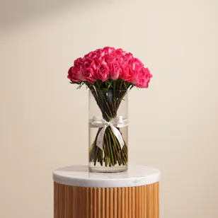 Fuchsia Brilliance Vase | 50 Flowers