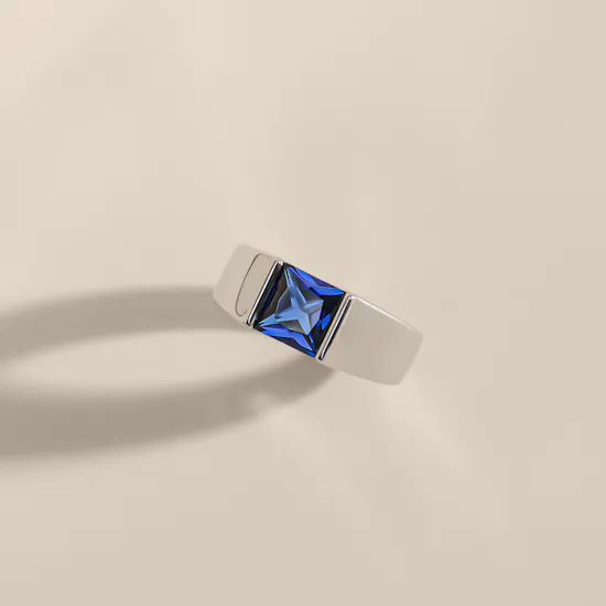 Floward Sapphire Monolith Silver Men's Ring | Size 6