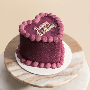 Nino's Bakery purple Happy Birthday Heart Cake