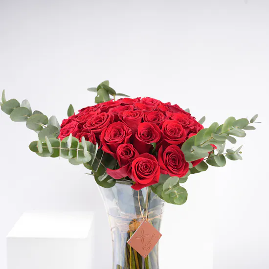 50 Red Roses Vase