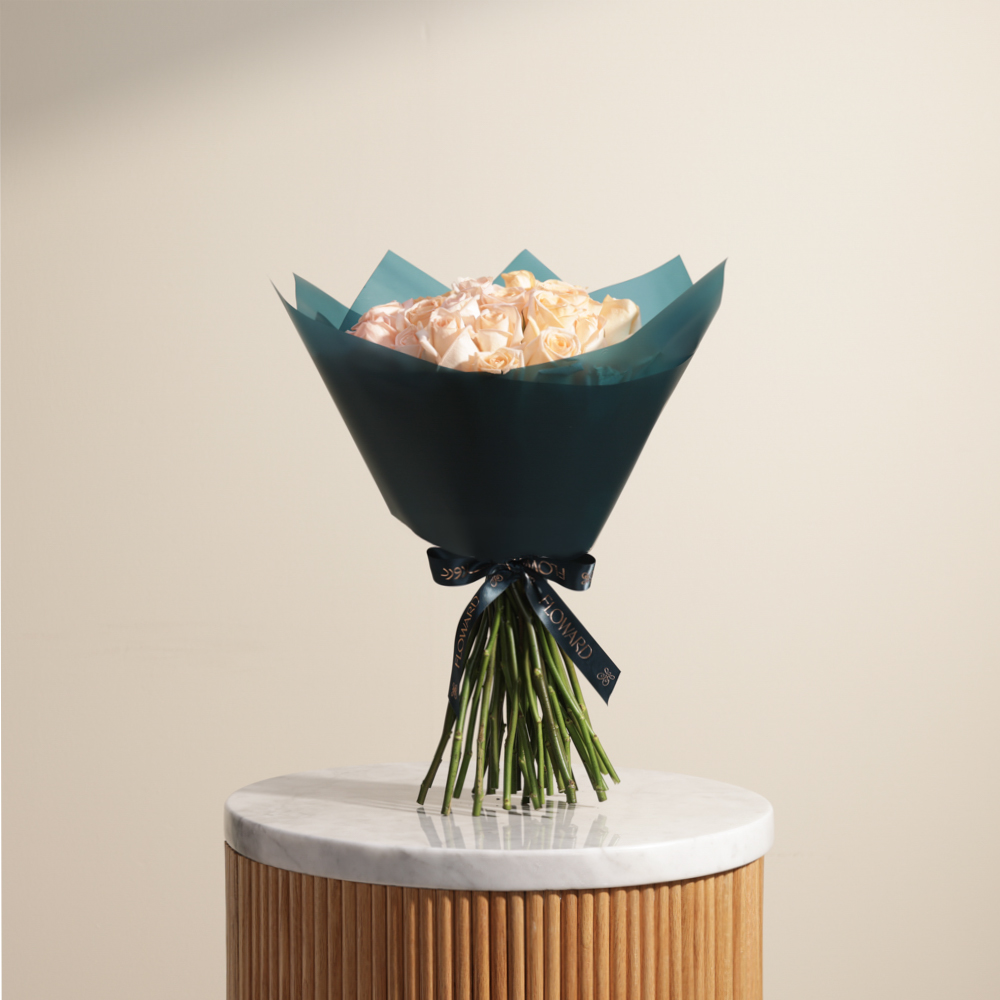 باقة جوري برتقالي فاتح براقة | 35 زهرة