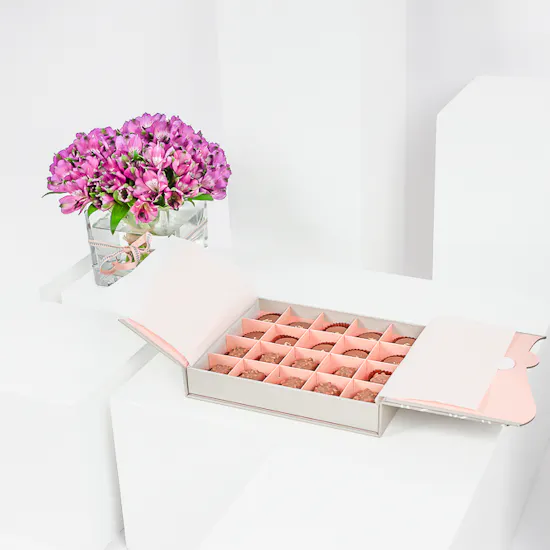 Floward Small Mixed Chocolate Box | Alstroemeria Vase