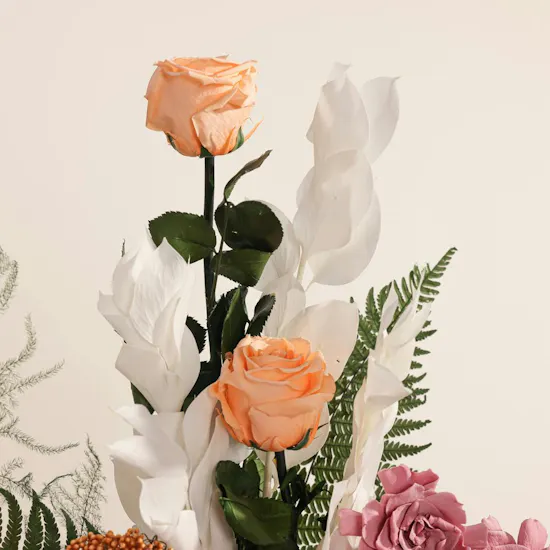 Golden Sunset Preserved Flower Vase