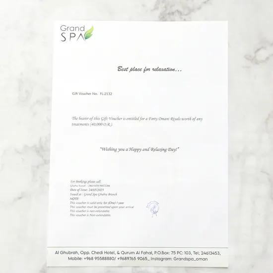 Grand Spa 40 OMR Red Box Gift Voucher
