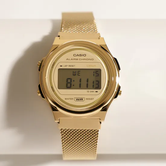 Casio Gold-Tone Vintage Unisex Round Digital Watch