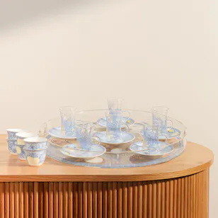 Safat Home Blue Limon New Bone Gahwa Cups and Istikanah Set Safat Home Blue Limon New Bone Gahwa Cups and Istikanah Set