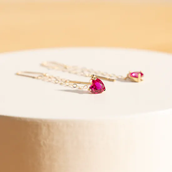L'azurde Pink Heart Earrings