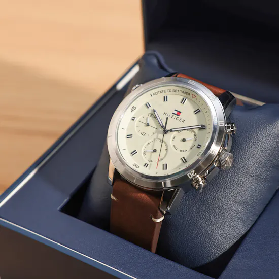 Tommy Hilfiger Brown Leather Men Watch