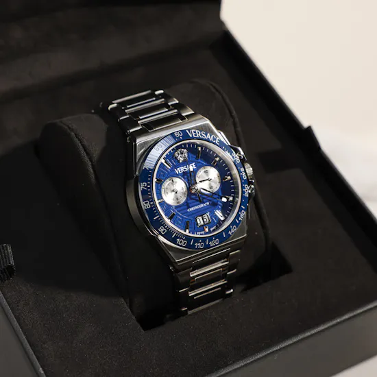 Versace Silver Greca Reaction Chronograph Men's Watch