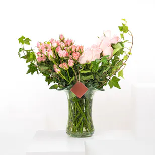 Pink Roses | Glass Vase