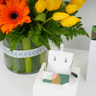 Miss L Gold & Colored Stones Earrings | Blooms Vase