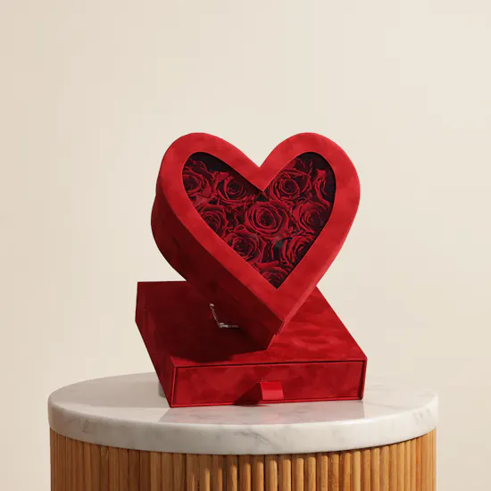 Floward Charming Chocolate Box | Red Preserved Rose Heart