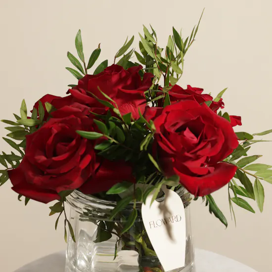 Blush of Romance Red Roses Vase