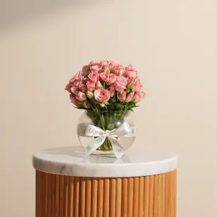 Pink Baby Roses Vase | 18 Flowers