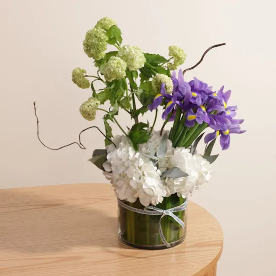 Lovely Iris and Hydrangea Vase