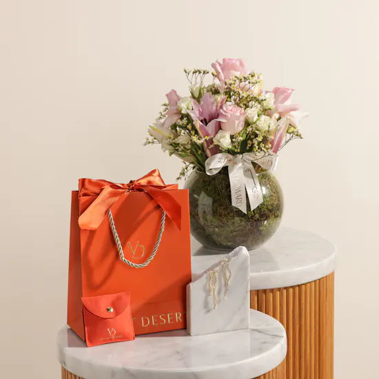 Velvet Desert Gold-plated Dune Mirage Long Drop Earrings | Bright Flowers Vase