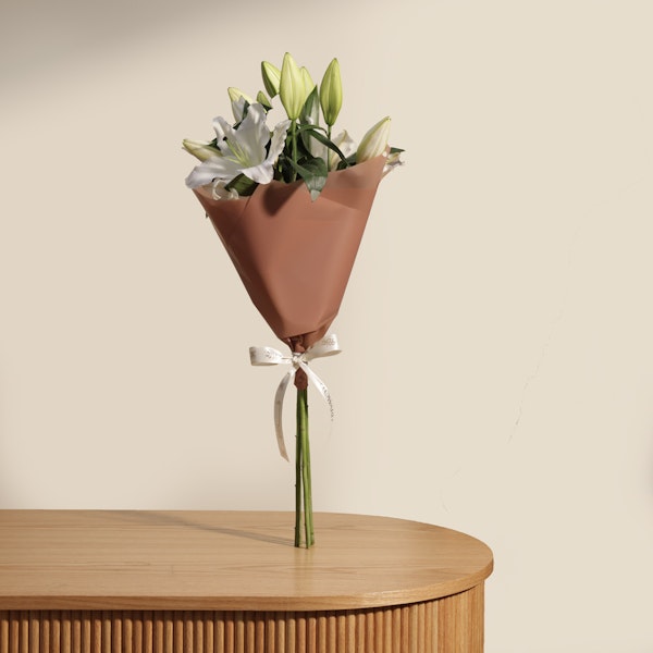 Whispering White Lilies Bouquet | 5 Flowers