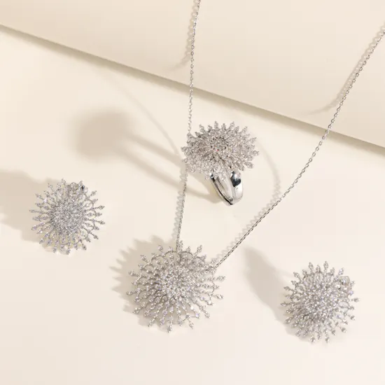 Alvira White Gold Plated Jewelry Women's Set