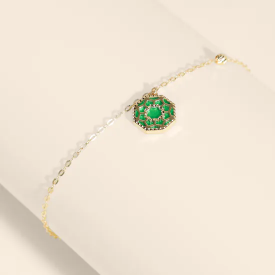 Damas Amelia Marrakesh Green and Blue Mother of Pearl Gold Bracelet