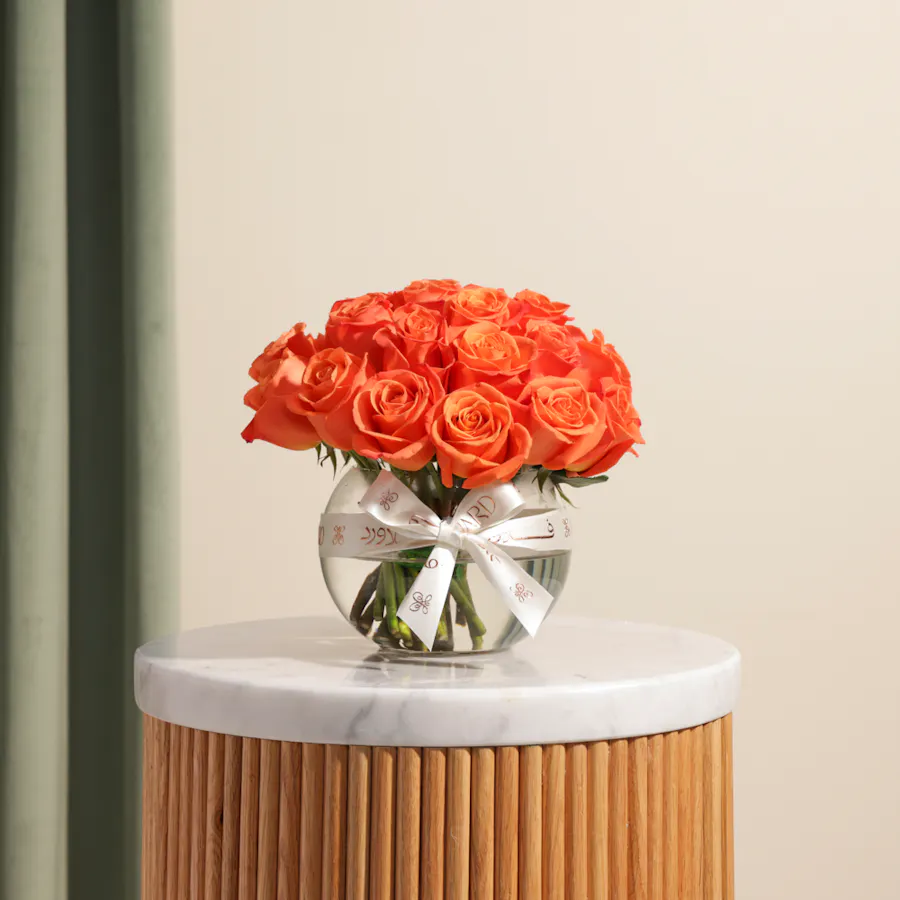 Sunny Orange Roses Vase | 25 Roses 6