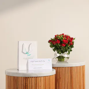 Sparadise Hot Stone Message Voucher for Women | Pure Flowers Vase Sparadise Hot Stone Message Voucher for Women | Pure Flowers Vase