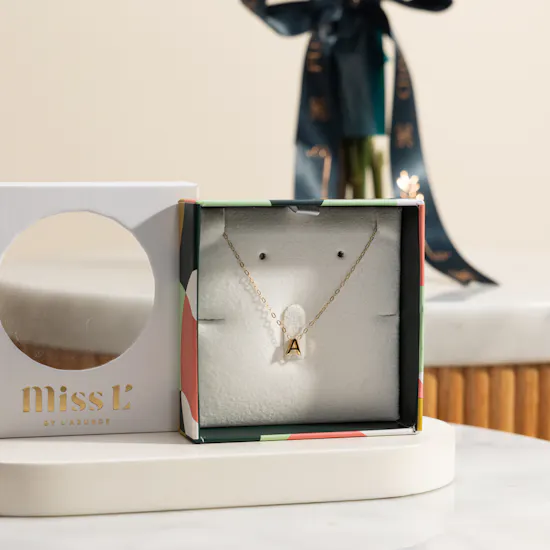 Miss L' Letter A Gold Necklace | Red Loving Flowers