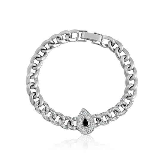 Luxury Silver Alvira Set - Black Stone