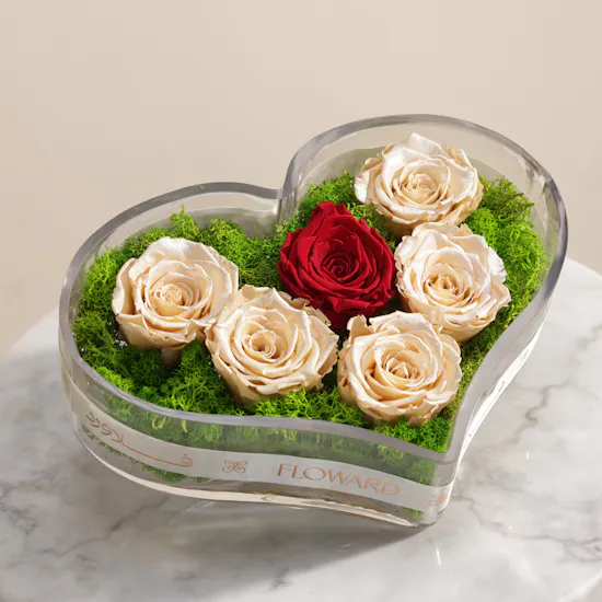 Preserved Elegant Rose Heart Vase