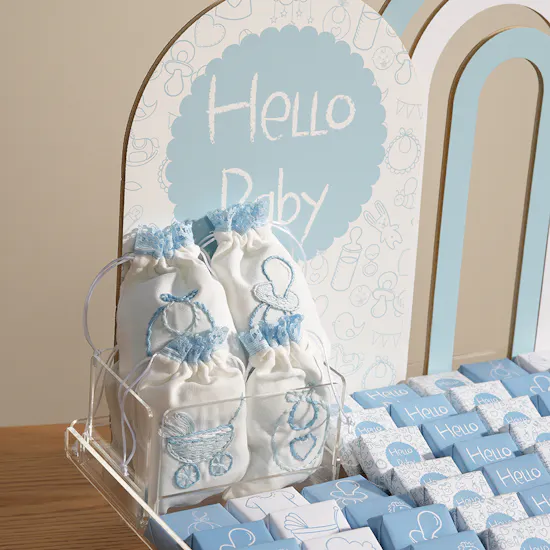 lilac Hello Baby Boy Chocolate Tray