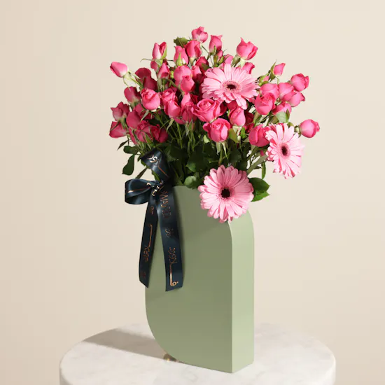 Amazing Fuchsia Baby Rose Vase