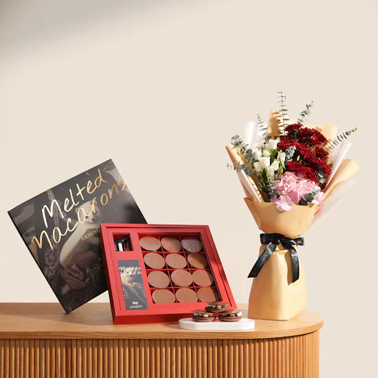 Buy and send Ermine Melted Macarons Box | Serene Flower Bouquet gift ...