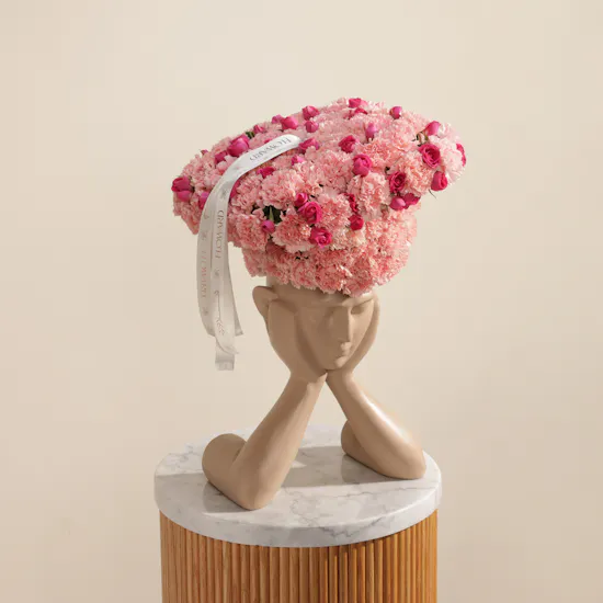 Graduation carnation Hat + Ceramic vase