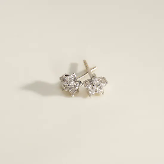 Gold Land Flower Diamond Earrings