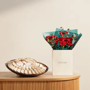 Patchi Eid Al Adha Chocolate Purple Glass Tray | Charming Flower Bouquet