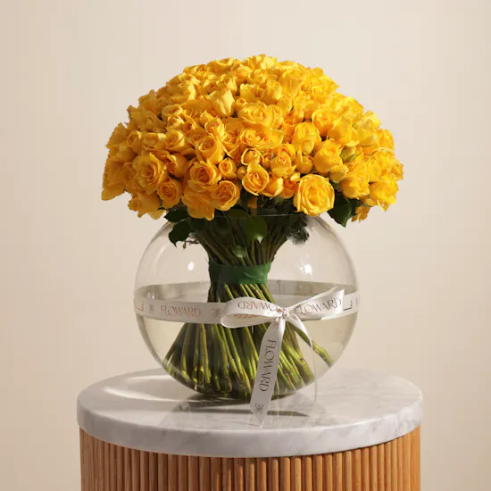 Sunshine Yellow Baby Rose Vase