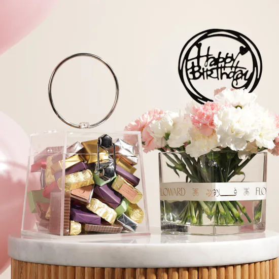 Ghazal Chocolate Box | Balloon Happy Birthday Flowers Vase