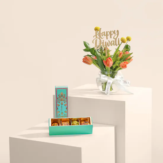 MyGovindas Diwali Assorted Zero Sugar Sweet Box | Festive Radiance Flowers