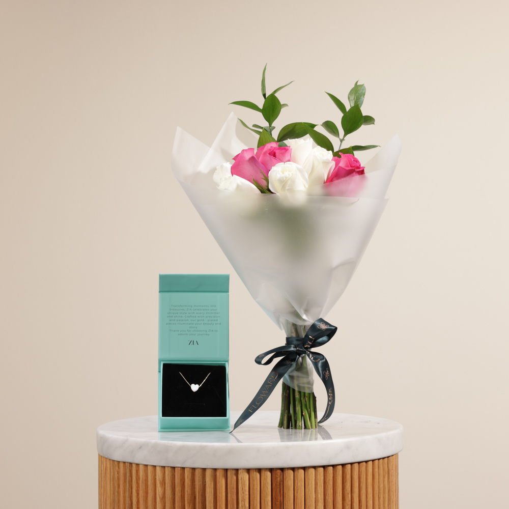 Zia Opal Heart Shape Stone Cut Necklace | Charming Bouquet 