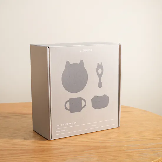 Peek A Boo Liewood Vivi Silicone Rabbit Whale Blue Tableware