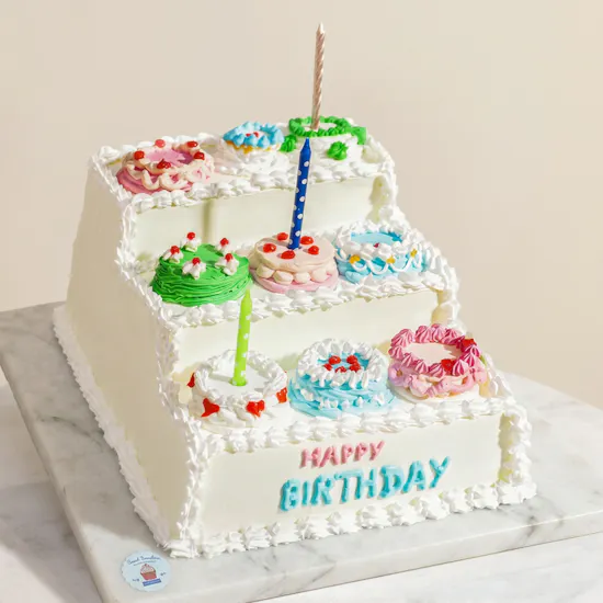 Sweet Sensation Stair Shape Birthday Cake