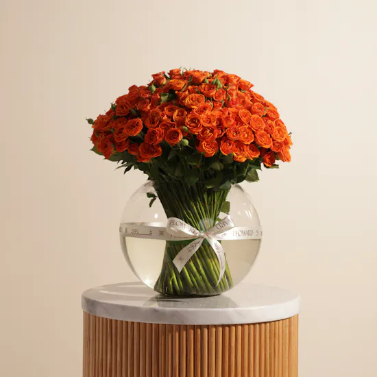 Huge Orange Baby Rose Vase